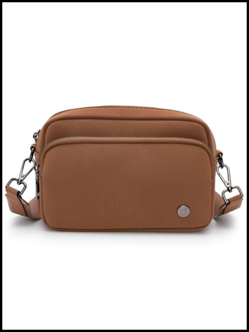 Small Triple Zipper Crossbody Bag Vegan Leather Lightweight Travel